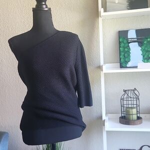 NWT!!! Lafayette 148 Black Off-the-Shoulder knitted top Size M